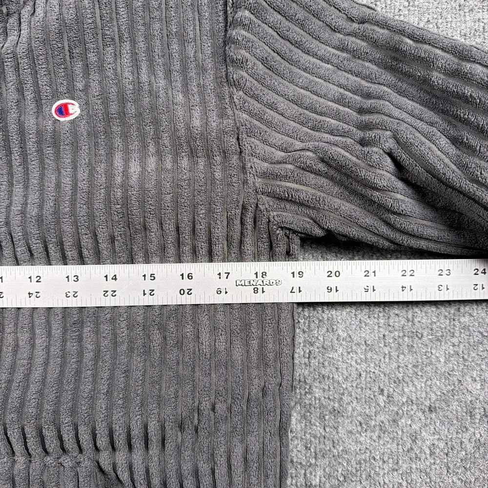 Champion Corduroy Hoodie Quarter Zip Boys Size L 14/16 Grey Sherpa‎ Lined
